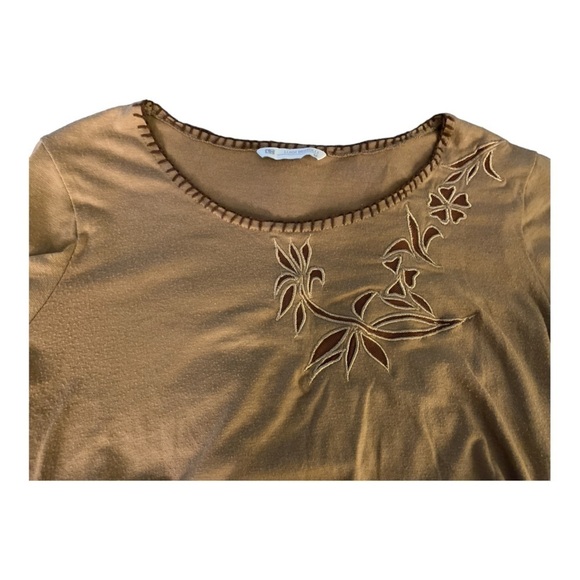 Luigi Bertolli top, size M, light brown viscose blend.  Embroidery and stitching - Picture 3 of 5